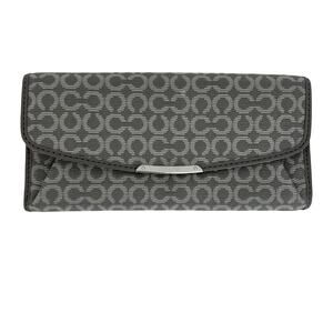 Coach Light Gray Jacquard Slim Envelope Wallet Madison Op Art Needlepoint